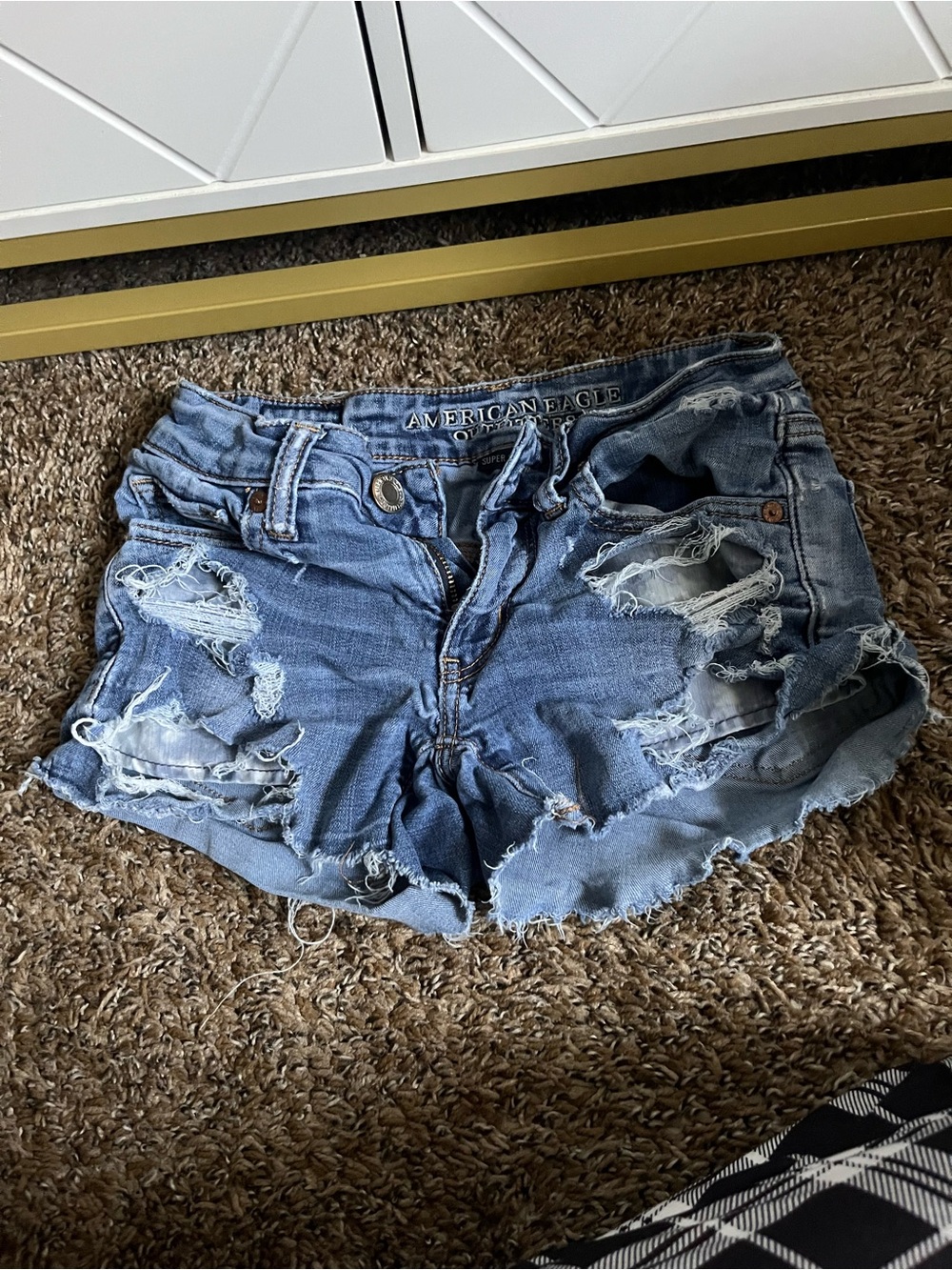 American Eagle Outfitters Distressed Light Blue Denim Shorts